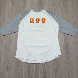 Vintage 90s Stanley Desantis Kenny South Park Baseball Tee‎ Mens XL White Grey